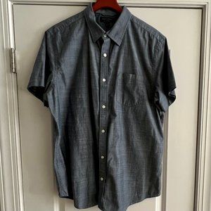 Men's Banana Republic Factory Chambray Slim Fit Short-Sleeve Shirt Size XL